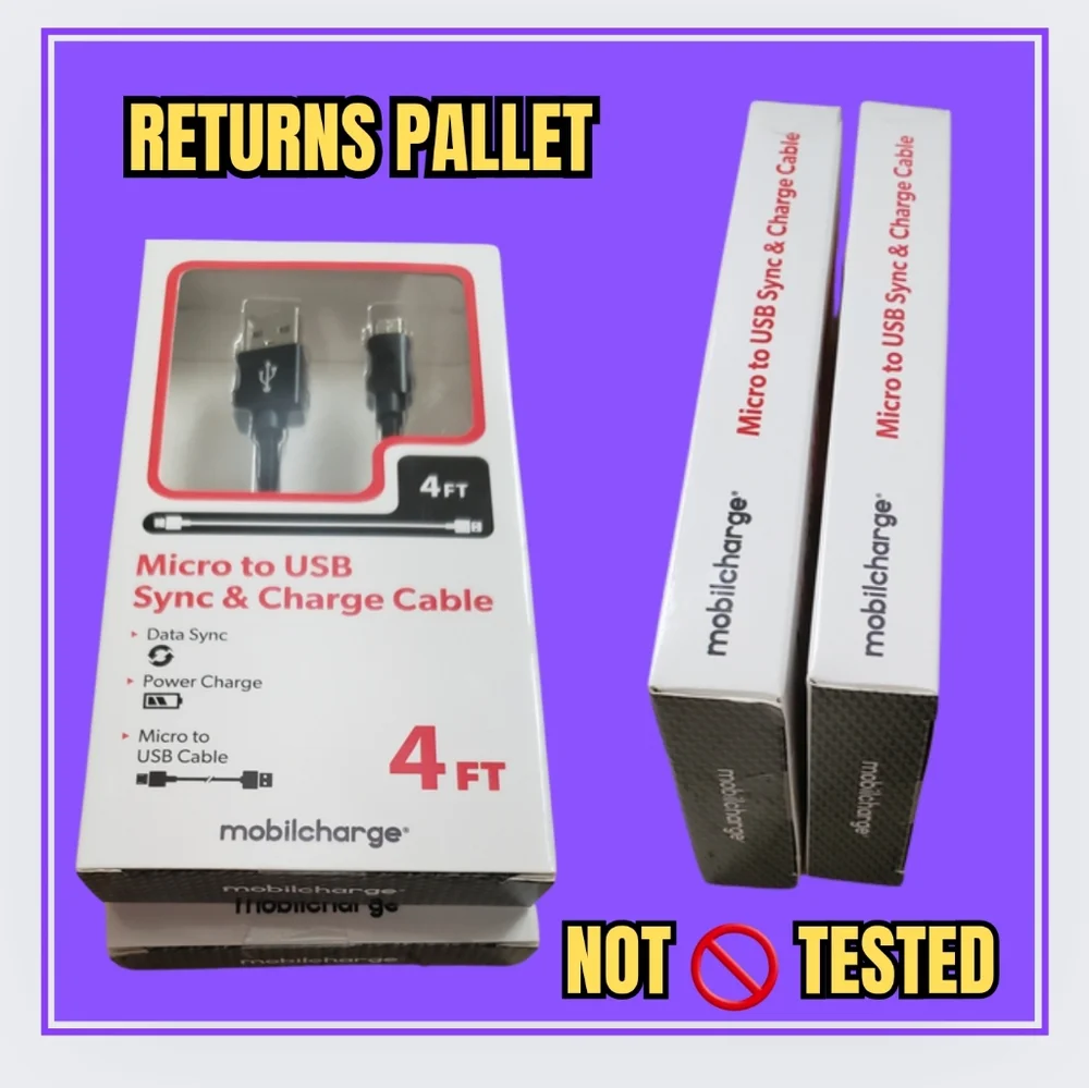 🥳1-MICRO USB CABLE/BLACK 4ft./PALLET RETURN NOT 🚫 TESTED